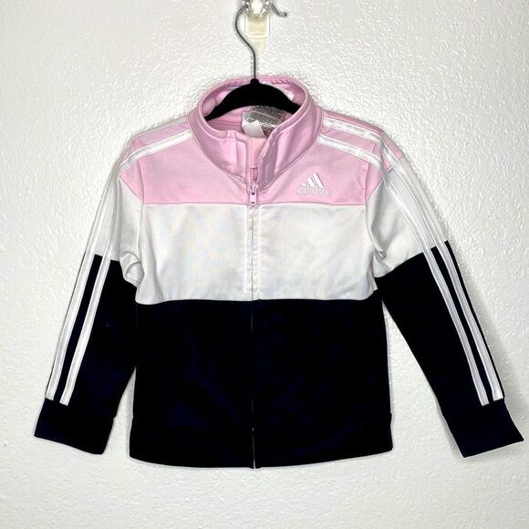 Adidas Pink White & Black Track Jacket 2T - Picture 1 of 7